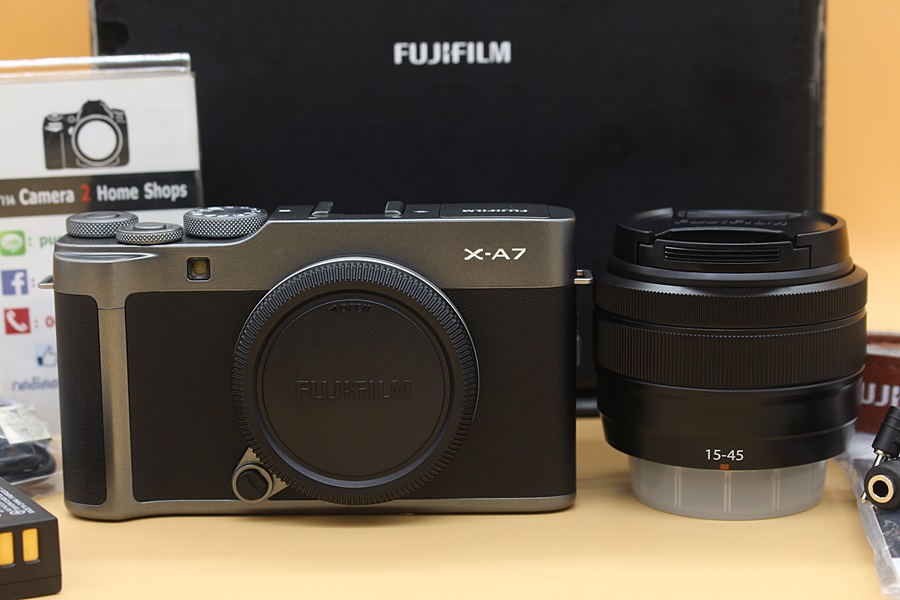 ขาย Fuji X-A7 + lens 15-45mm(Dark Silver)อดีตร้าน สภาพสวย เมนูอังกฤษ จอติดฟิล์มแล้ว อุปกรณ์ครบกล่อง  อุปกรณ์และรายละเอียดของสินค้า 1.Body X-A7 (Dark Silver